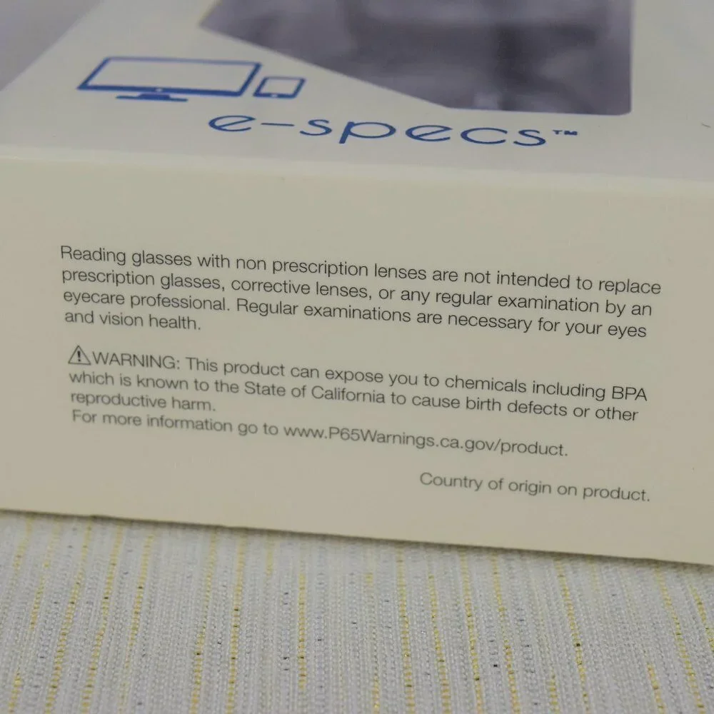 e-Specs Blue Light Filtering Specs Glasses Black